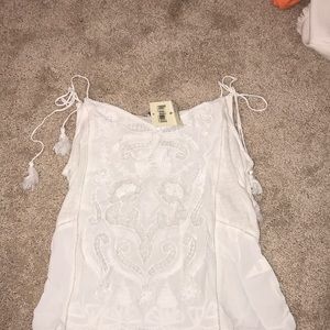 White embroidered tank top